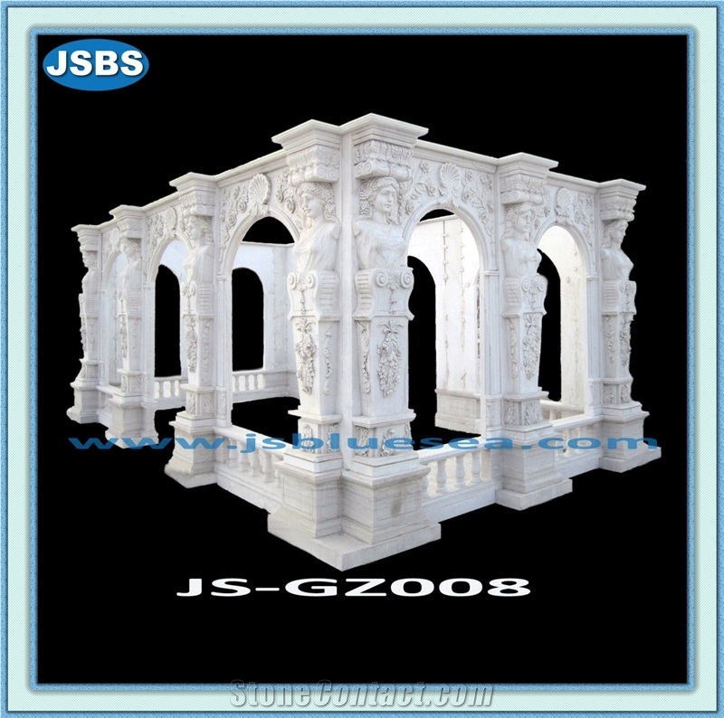 Hand Carved Cheap Marble Dome Gazebo, Natural White Marble Gazebo