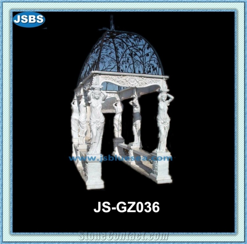 Hand Carved Cheap Marble Dome Gazebo, Natural White Marble Gazebo