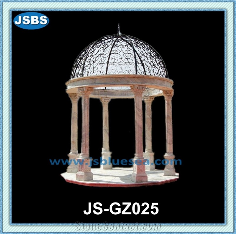 Hand Carved Cheap Marble Dome Gazebo, Natural White Marble Gazebo