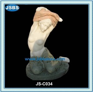 Hand Carved Natural Stone Woman Statue, Natural Marble Statues