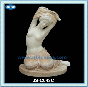 Hand Carved Natural Stone Woman Statue, Natural Marble Statues