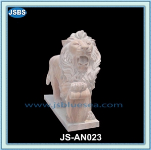 Natural Stone Marble Lion Sculpture