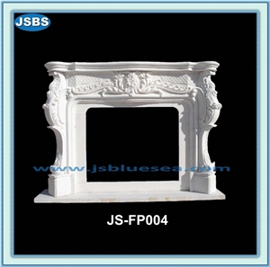 Natural White Marble Fireplace Insert