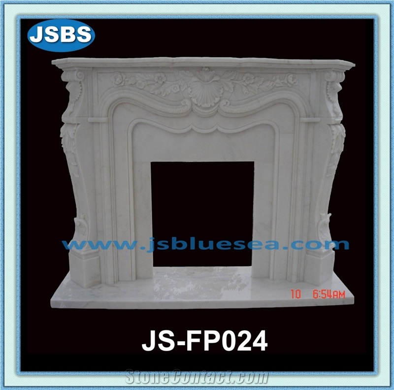 Natural White Marble Fireplace Insert