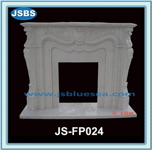 Natural White Marble Fireplace Insert