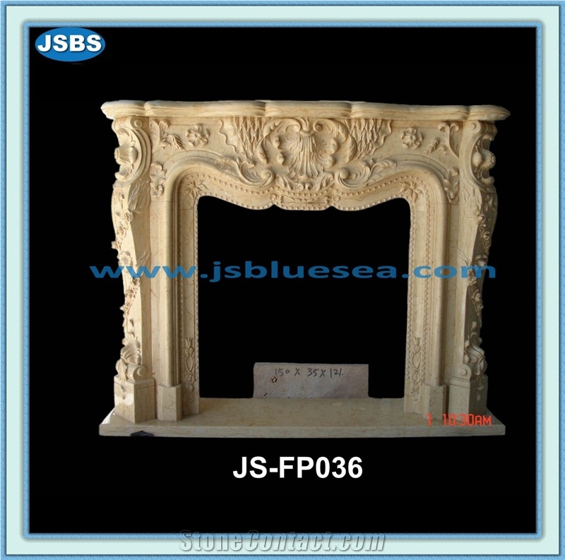 Natural White Marble Fireplace Insert