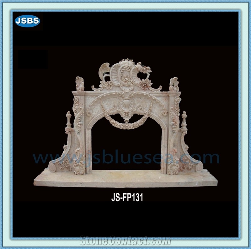 Natural White Marble Fireplace Insert