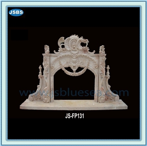 Natural White Marble Fireplace Insert