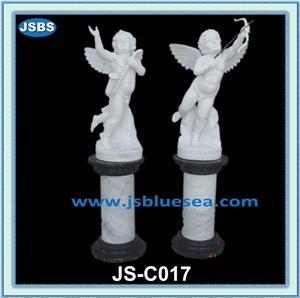 White Little Angel Stone Statue, Natural White Marble Statues