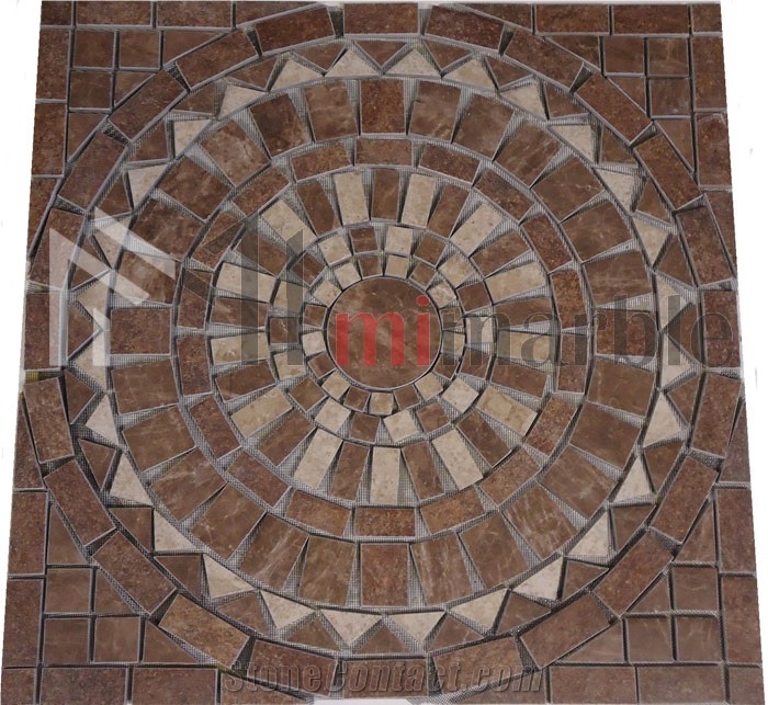 Red Marble Mosaic Medallions