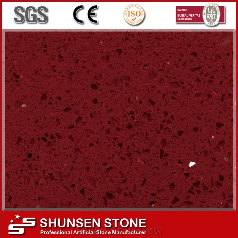 High Quality Crystal Red Artificial Quartz Stone Slab