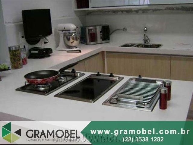 Branco Stellar Quartzo Countertop, White Countertops