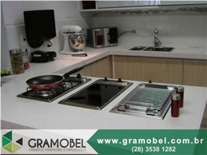 Branco Stellar Quartzo Countertop, White Countertops