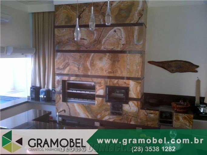 Palomino Quartzite Fireplace Design