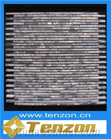 Light Emperador Bamboo Type Marble Mosaic Tile, China Brown Marble