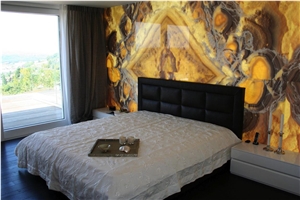 Glass Backed Onyx Walling Panel