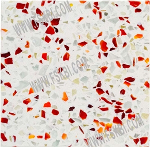 Quartz Surface Recycled Glass Slab
