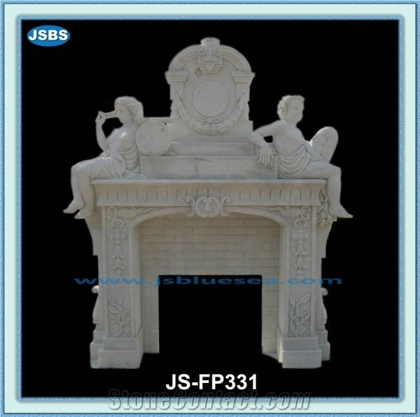 Arch Marble Fireplace Mantel, Natural White Marble Fireplace Mantel