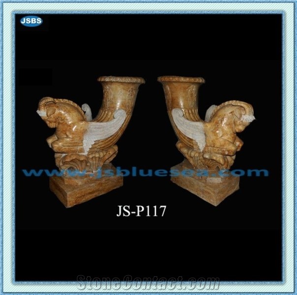 Beautiful Stone Flowerpot, Natural Marble Pots