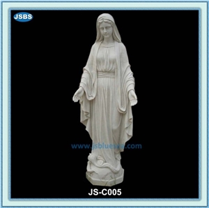Virgin Mary Statues, Natural White Marble Statues