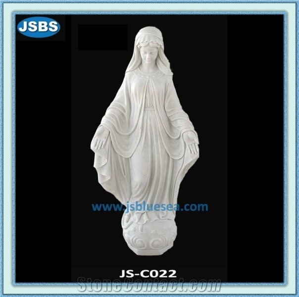 Virgin Mary Statues, Natural White Marble Statues