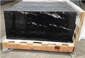 China River Black Granite, Via Lactea Granite Slabs & Tiles, China Black Stone Flooring Tiles, Black Granite Wall Tiles