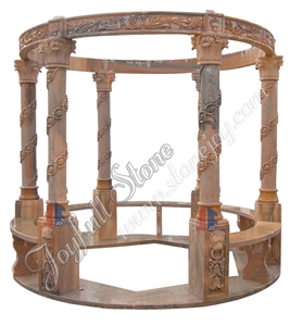 Red Marble Gazebo for Sale, 6 Columns Version, Sunset Red Marble Gazebo