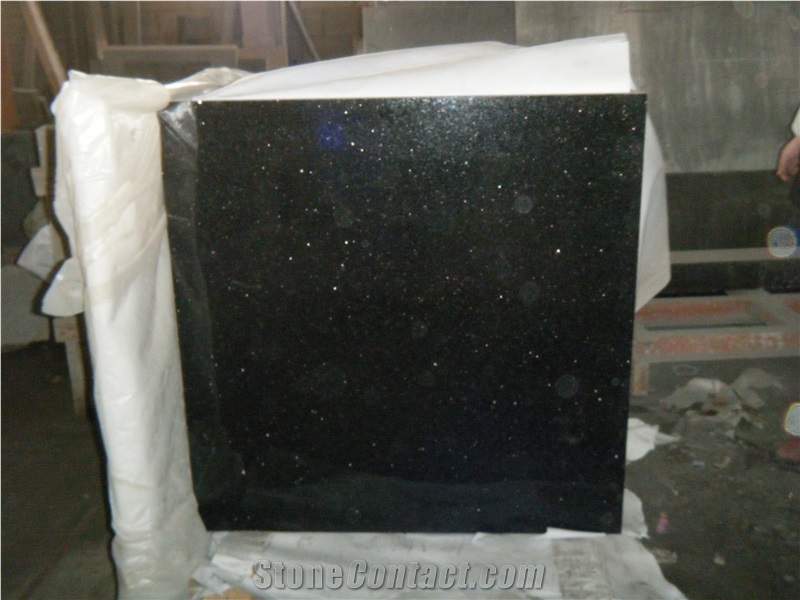 Black Star Galaxy Granite Polished Slab, Indian Black Granite Tiles Panel Floor Covering Pattern,Airport Interior Walling Tile