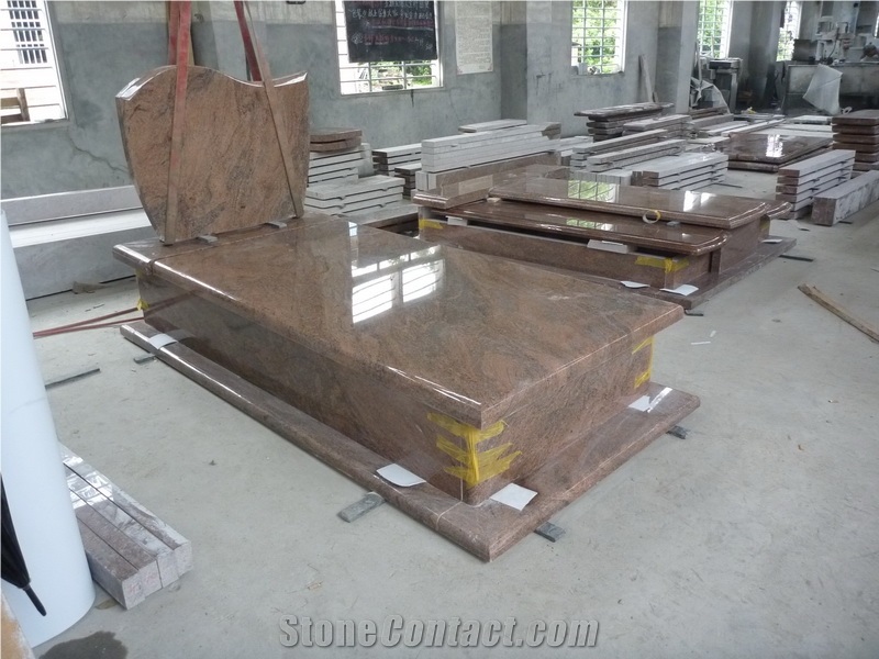 Multicolor Red Angel Western Style Rosa Fantasy Granite Monument, Red Granite Angel Monuments