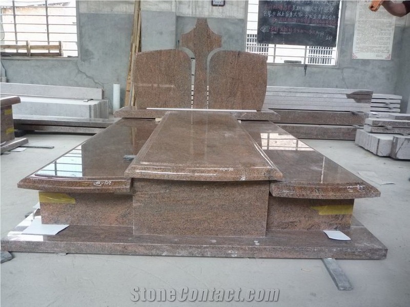 Multicolor Red Angel Western Style Rosa Fantasy Granite Monument, Red Granite Angel Monuments