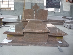 Multicolor Red Angel Western Style Rosa Fantasy Granite Monument, Red Granite Angel Monuments