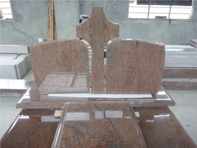 Multicolor Red Angel Western Style Rosa Fantasy Granite Monument, Red Granite Angel Monuments