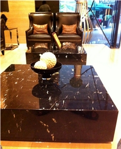 Nero Crystal Marble Tea Table, China Black Marble Tabletops Home Stone Furniture