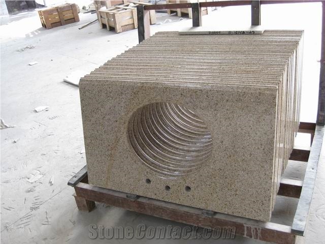 G682 Vanity Top for Bathroom, Yellow Granite Bath Tops