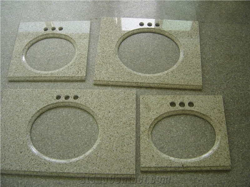 G682 Vanity Top for Bathroom, Yellow Granite Bath Tops