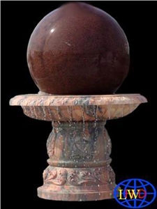 Red Granite Ball Fountain,Red Stone Ball Fountain,Red Marble Bal