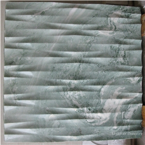 3d Natural Green Interior Wall Stone Decoration, Green Marble Tile