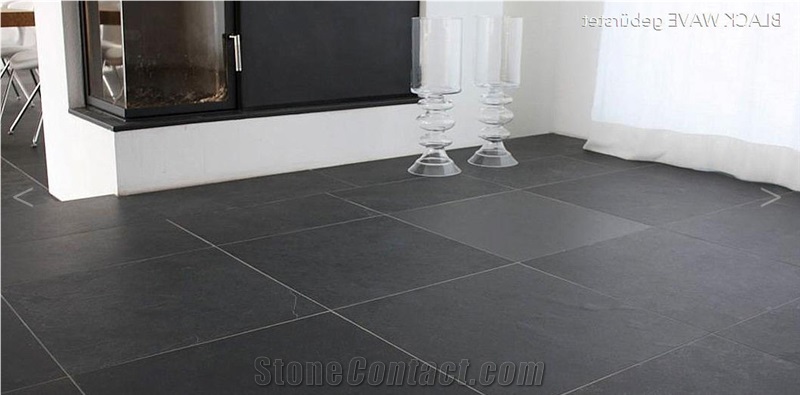 Black Wave Phyllite Slabs, Tiles