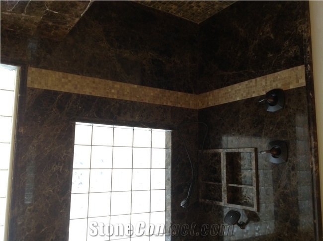 Brown Marble Dark Emperador Design in Bathroom