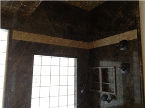 Brown Marble Dark Emperador Design in Bathroom