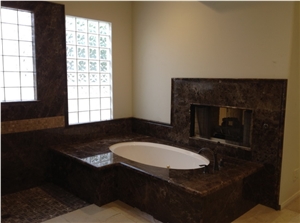Brown Marble Dark Emperador Design in Bathroom