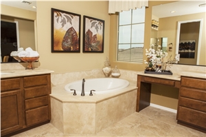 Ivory Travertine Ultra Thin Panel Designed in Bathroom