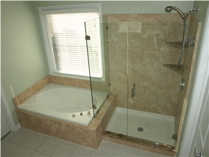 Ivory Travertine Ultra Thin Panel Designed in Bathroom