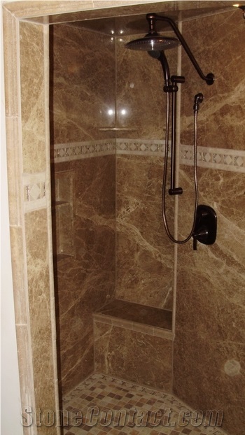 Light Emperador 8mm Laminated Ultra Thin Marble Designed in Bathroom