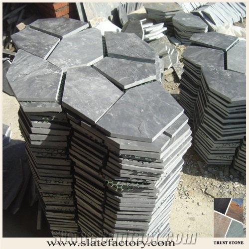 Slate Flagstone, Random Crazy Flagstone, Slate Crazy Paving, Black Slate Flagstone Paving