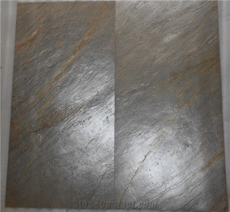 Forest Fire Slate Stone Veneer Sheets, Brown India Slate