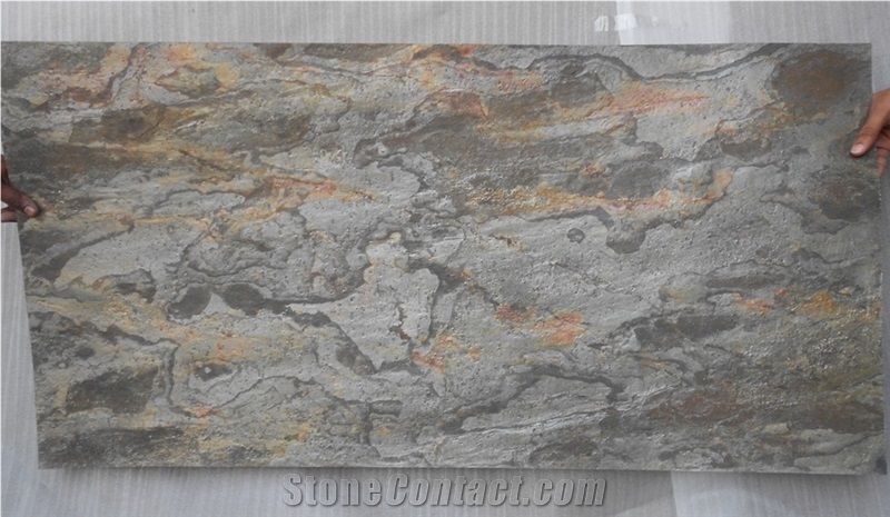Forest Fire Slate Stone Veneer Sheets, Brown India Slate