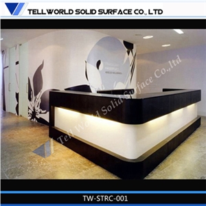 Artificial Stone Reception Desk with Led Light, Solid Surface Marble Reception Desk