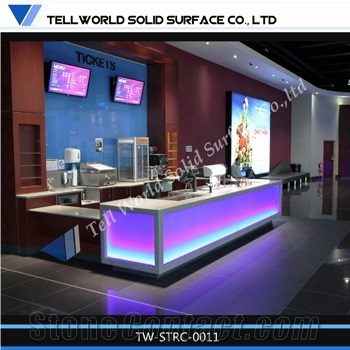 Artificial Stone Reception Desk with Led Light, Solid Surface Marble Reception Desk