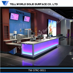 Artificial Stone Reception Desk with Led Light, Solid Surface Marble Reception Desk